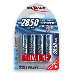 Ansmann  AA 2850 mah high capacity  slimline rechargeable 4pk