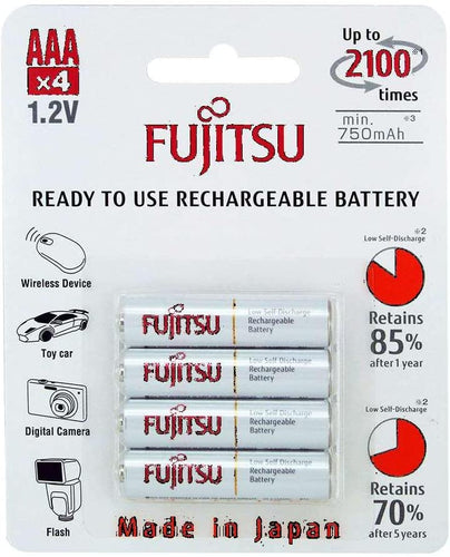 Fujitsu HR4UTC AAA Rechargeable Battery NiMH 1.2V 800mAh (Min. 750mAh) Made in Japan