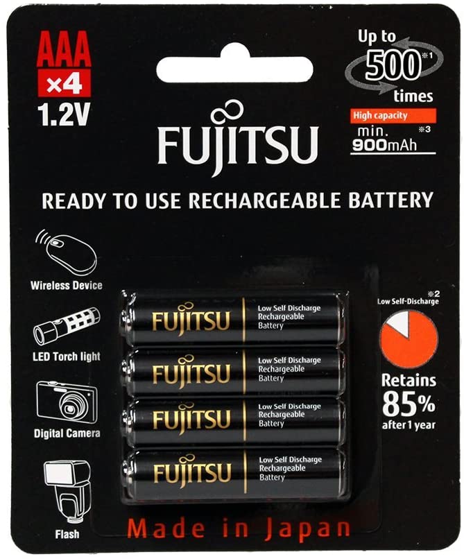 Fujitsu HR-4UTHCEX(4B) 4-Pack AAA High Capacity Ni-MH Pre-Charged Rechargeable Batteries (Made in Japan)