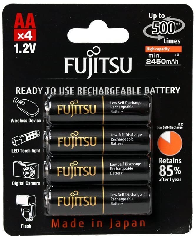 FUJITSU PRO 4-PACK AA HIGH CAPACITY PRE-CHARGED RECHARGEABLE 