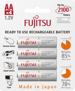 4 Fujitsu AA HR-3UTCEX NiMH 1.2V 2000mAh Min. 1900mAh Pre-charged Batteries