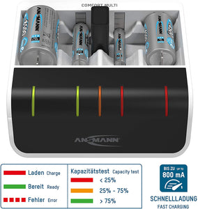 Ansmann Comfort Series for 4 AA / AAA / C / D / and one 9V. Model:  Multi